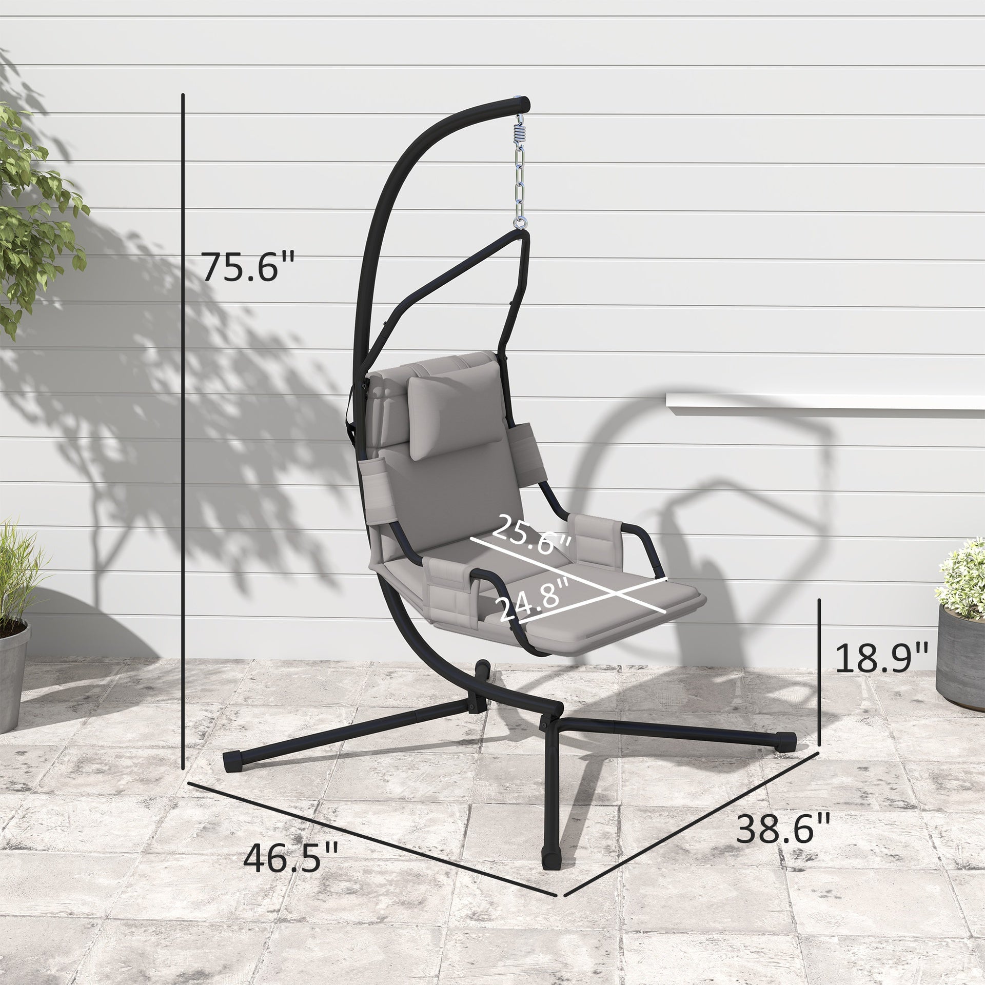 Hanging Swing Chair,Hammock Chair with Stand andCoating Cushion,with Steel Frame for Indoor and Outdoor