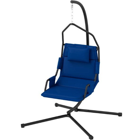 Hanging Swing Chair with Steel Frame,Hammock Chair with Stand andCoating Cushion,for Indoor and Outdoor