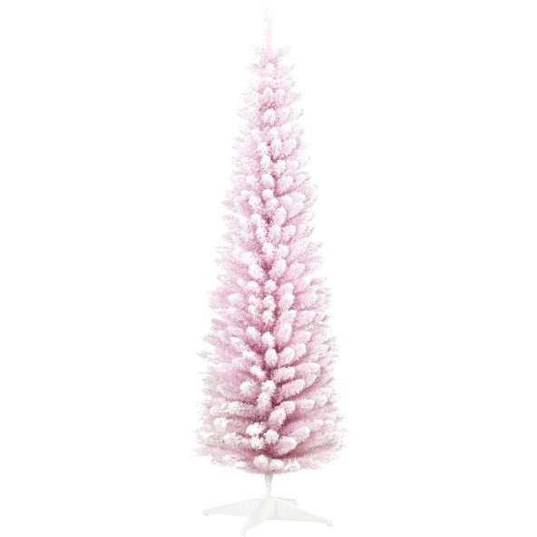 Snow Flocked Artificial Christmas Tree,Decorated Christmas Tree,with Pencil Shape, Realistic Branches