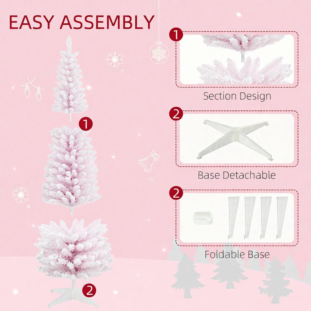 Snow Flocked Artificial Christmas Tree,Decorated Christmas Tree,with Pencil Shape, Realistic Branches