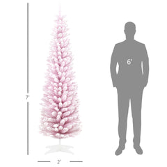 Snow Flocked Artificial Christmas Tree,Decorated Christmas Tree,with Pencil Shape, Realistic Branches