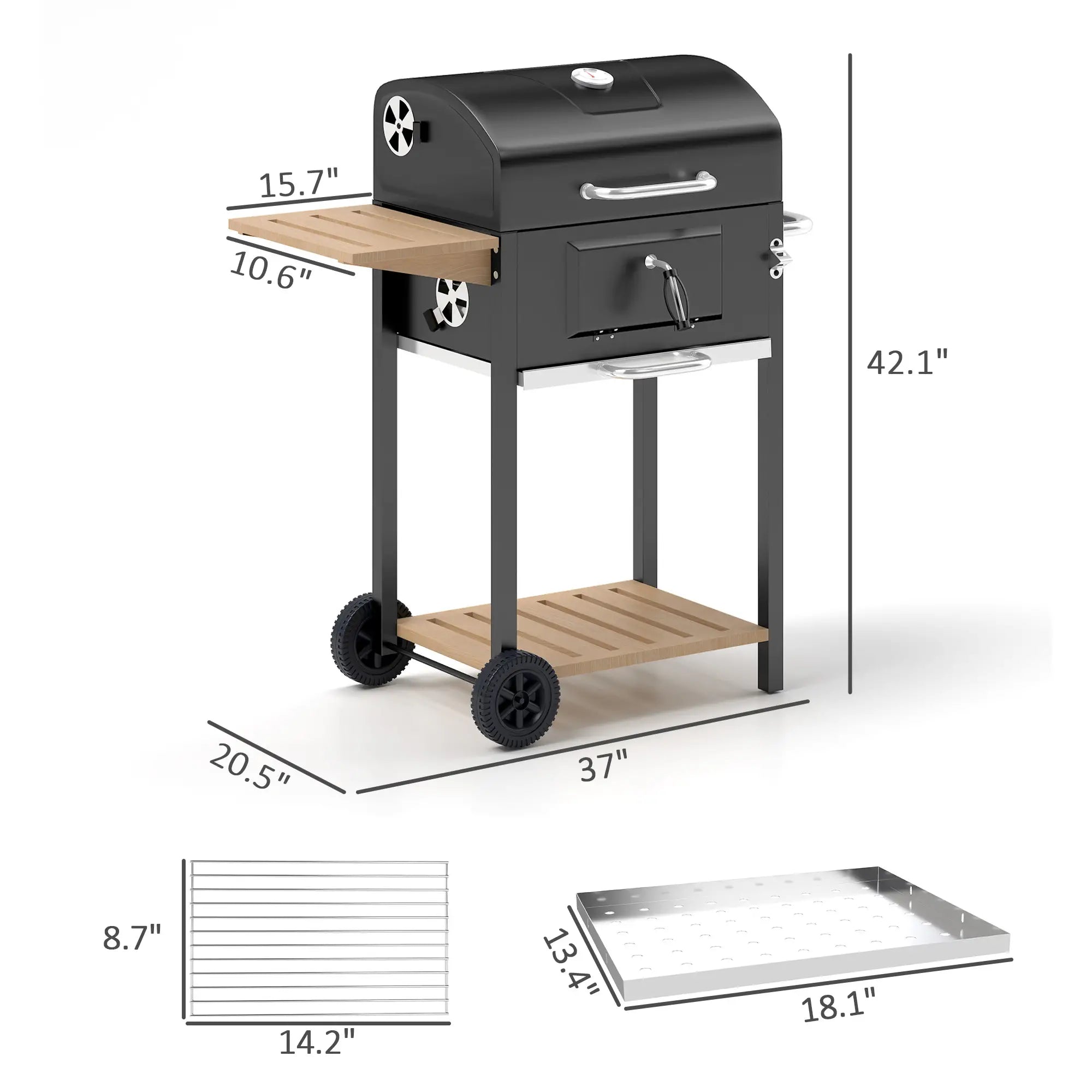Black  Outdoor Portable Cooker Charcoal BBQ Grill