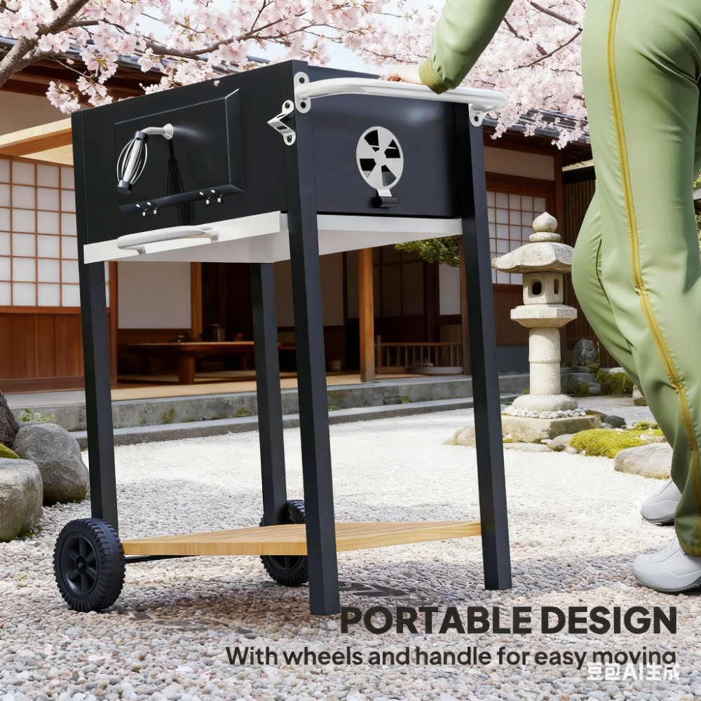 Black  Outdoor Portable Cooker Charcoal BBQ Grill