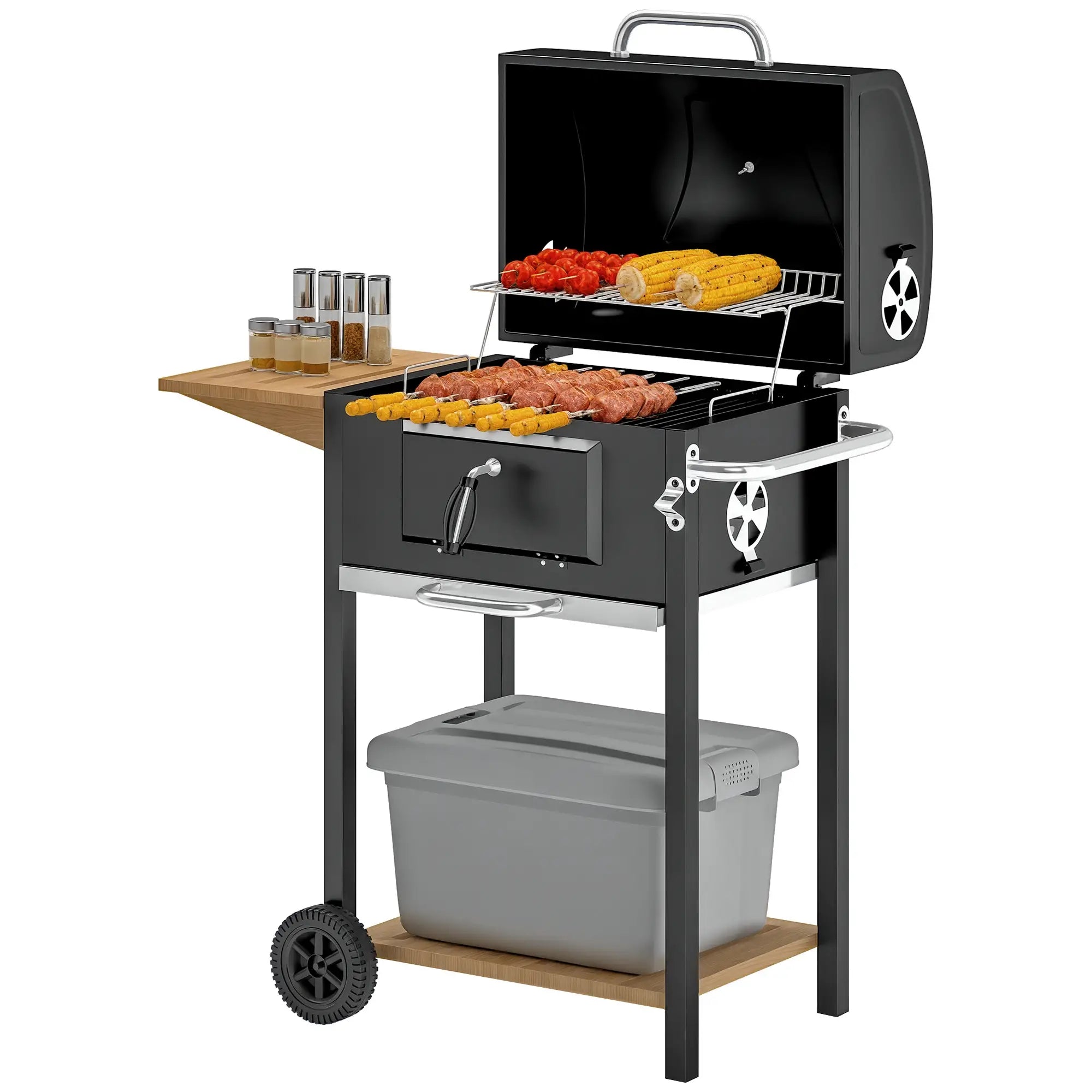 Black  Outdoor Portable Cooker Charcoal BBQ Grill