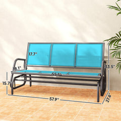 Outdoor Patio Glider Bench,Porch Glider Swing with 3 Seats,Breathable Mesh Fabric, Metal Frame