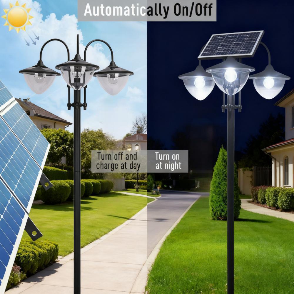 Solar Pole Lights ,Solar Lamp Post Street Light with Planter,Outdoor Waterproof LED Lighting for Backyard Pathway Patio Lawn Driveway Decor