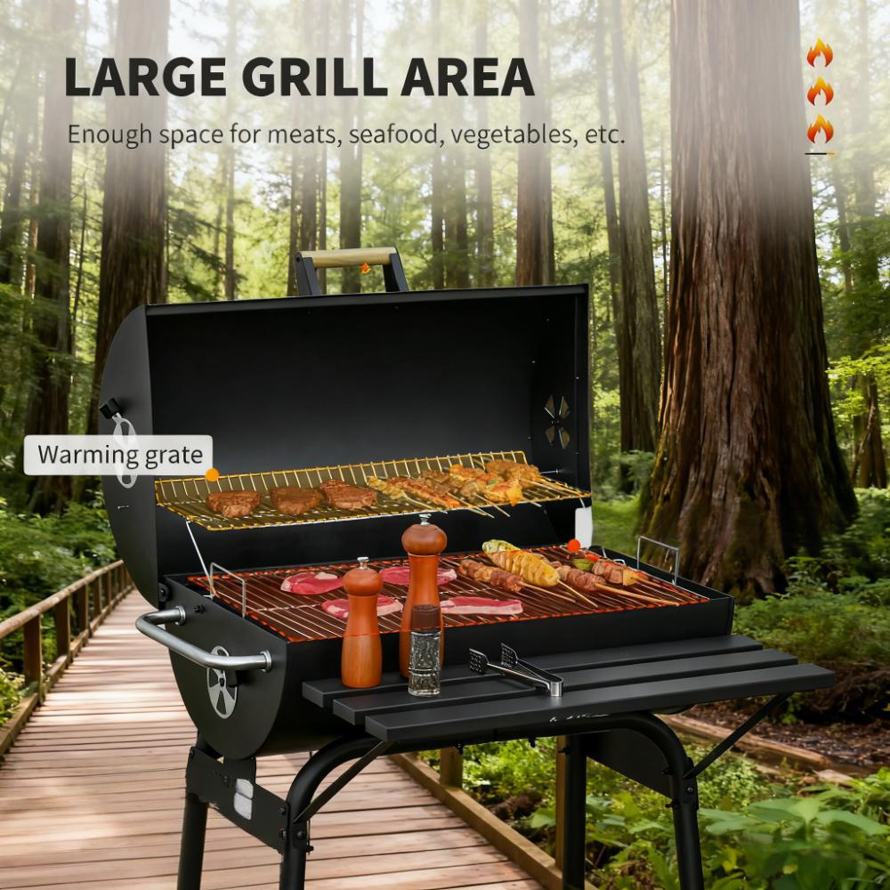 30" Portable Charcoal Barbecue Grill with Wheels