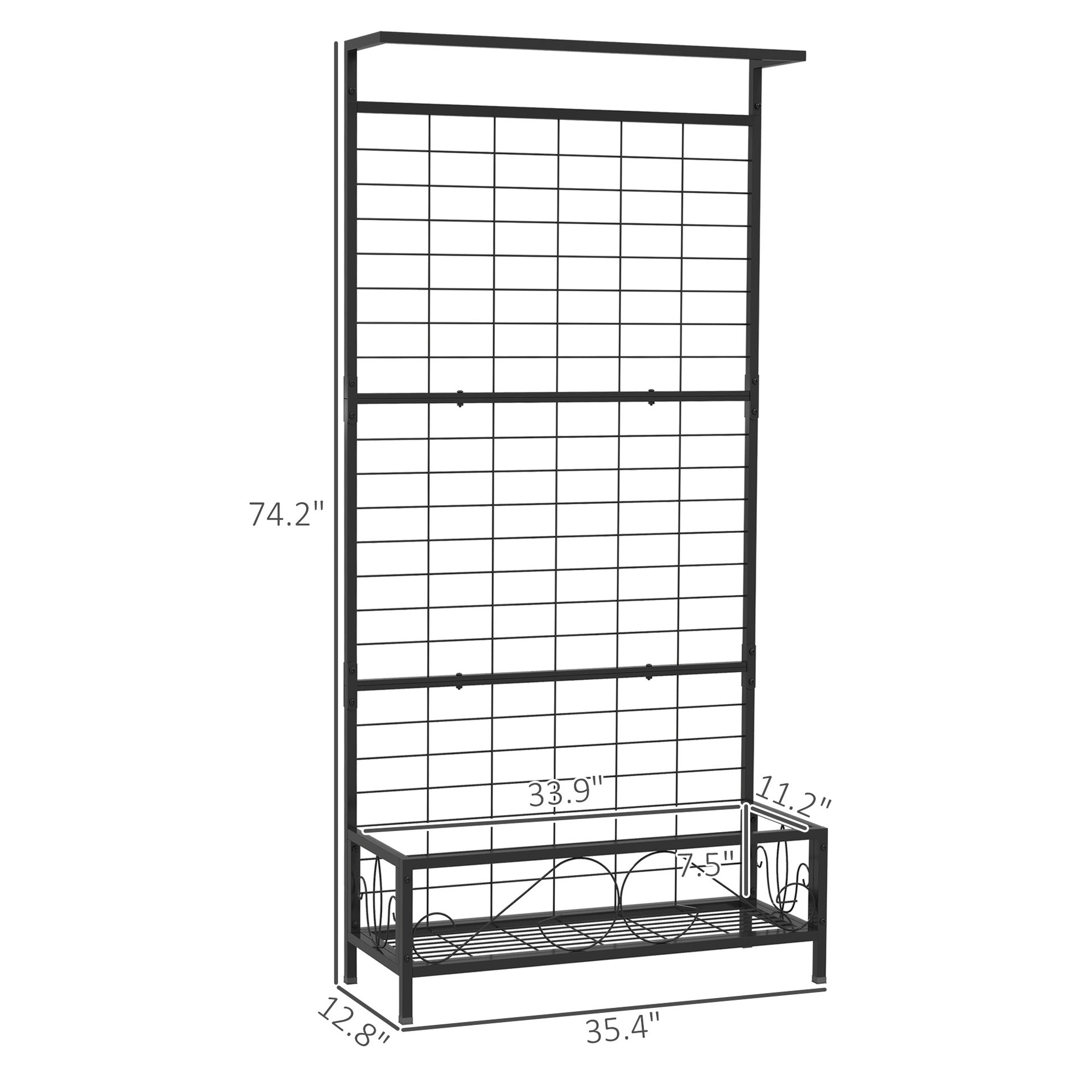 Plant Holder,Metal Tall Plant Stand with Trellis and Hanging Bar,for Indoor Outdoor Use