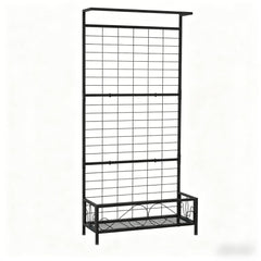 Plant Holder,Metal Tall Plant Stand with Trellis and Hanging Bar,for Indoor Outdoor Use