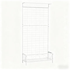 White Plant Holder,Metal Tall Plant Stand with Trellis and Hanging Bar,for Indoor Outdoor Use