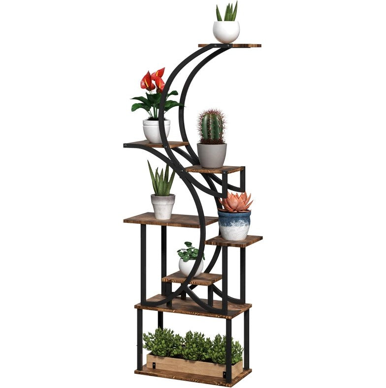 S-Shaped Plant Stand, 8 Tier Plant Shelf, Corner Plant Rack for Multiple Plants