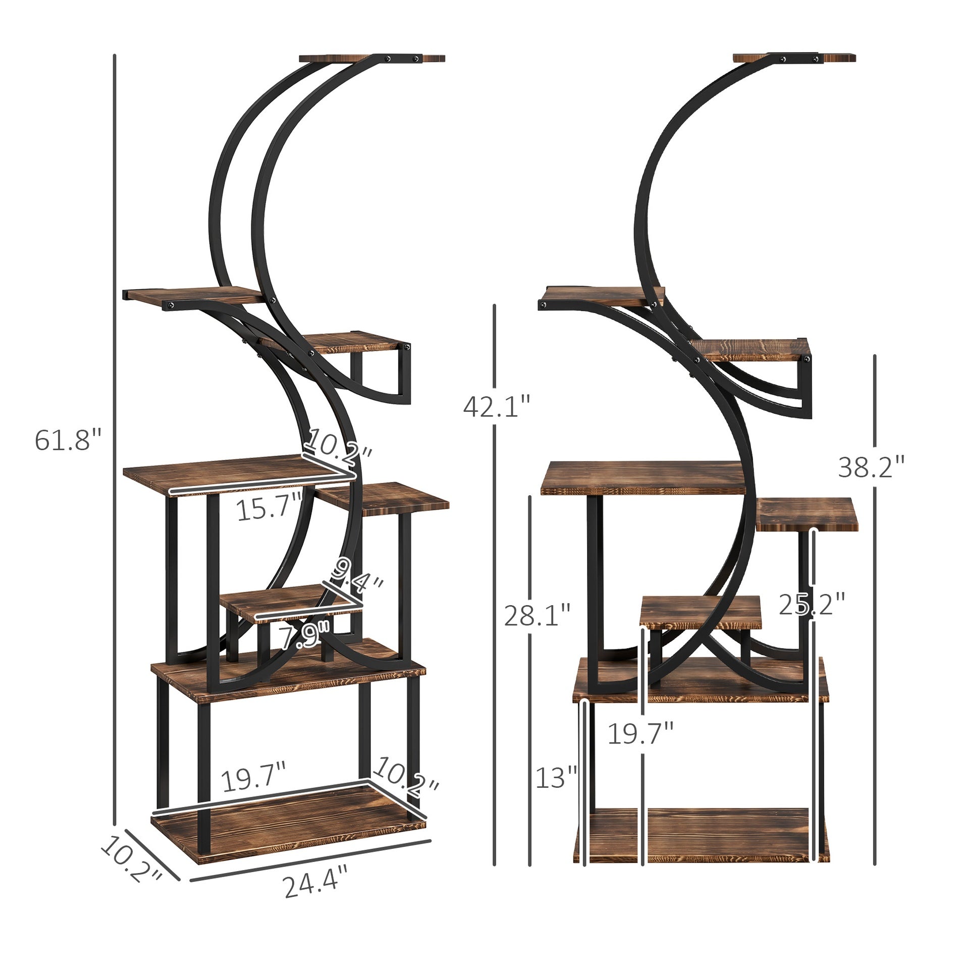 S-Shaped Plant Stand, 8 Tier Plant Shelf, Corner Plant Rack for Multiple Plants