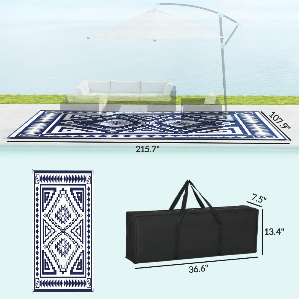 Patio Rug,Reversible Outdoor Rug, Waterproof Plastic Straw with Carry Bag