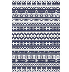 Geometric Style Reversible Outdoor Rug, Waterproof Plastic Straw with Carry Bag
