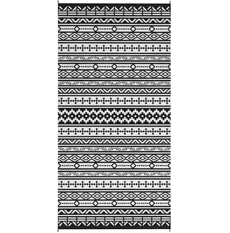 Geometric Style Patio Rug,Reversible Outdoor Rug, Waterproof Plastic Straw with Carry Bag
