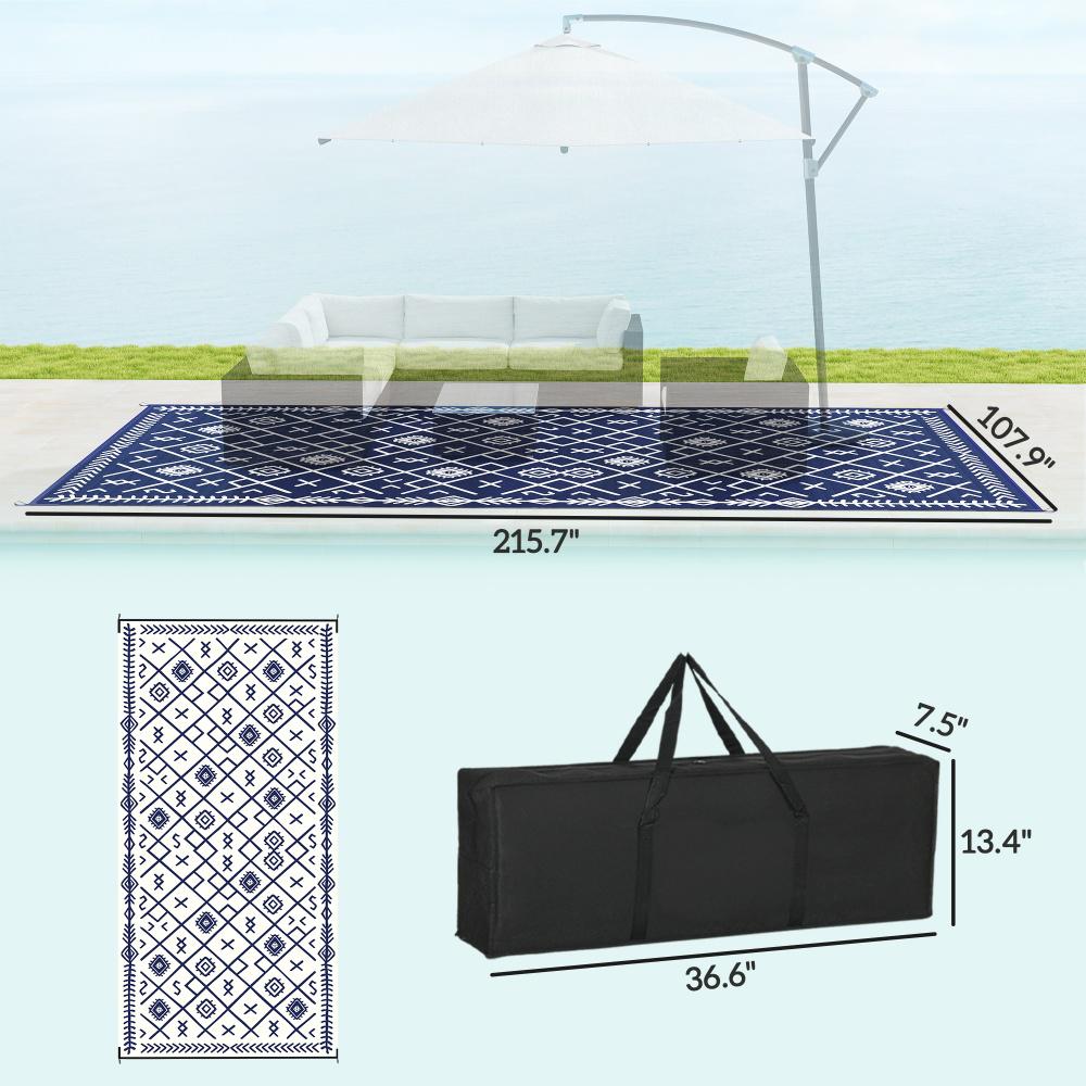 Easy to Maintain & Outdoor-Ready Outdoor Rug,Patio Rug,Reversible Outdoor Rug, Waterproof Plastic Straw with Carry Bag