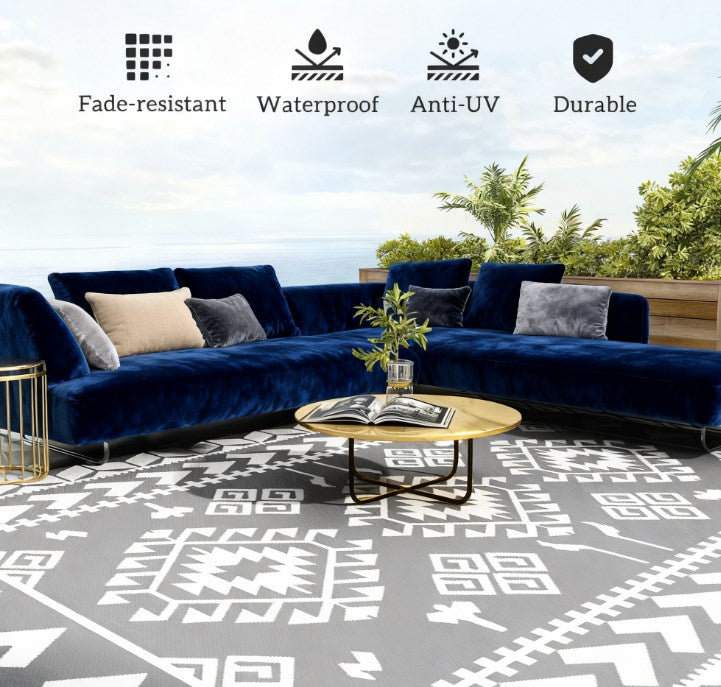 Outdoor Rug for Patio for Decor,Portable Outside Camping Area Carpet Mat,Reversible Rug