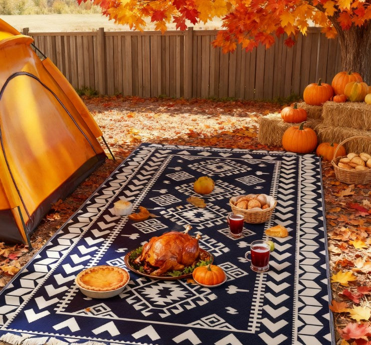 Patio Rug,Portable Outside Camping Area Carpet Mat,Reversible Rug