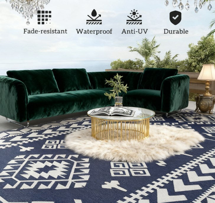Patio Rug,Portable Outside Camping Area Carpet Mat,Reversible Rug