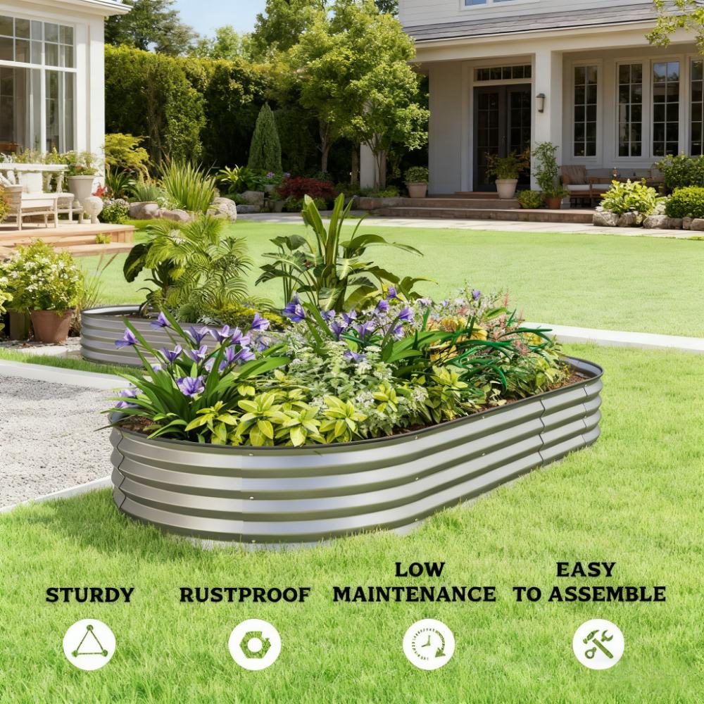 Raised Garden Bed Set,Raised Beds for Gardening with Metal Plant Stakes,for Garden and Patio