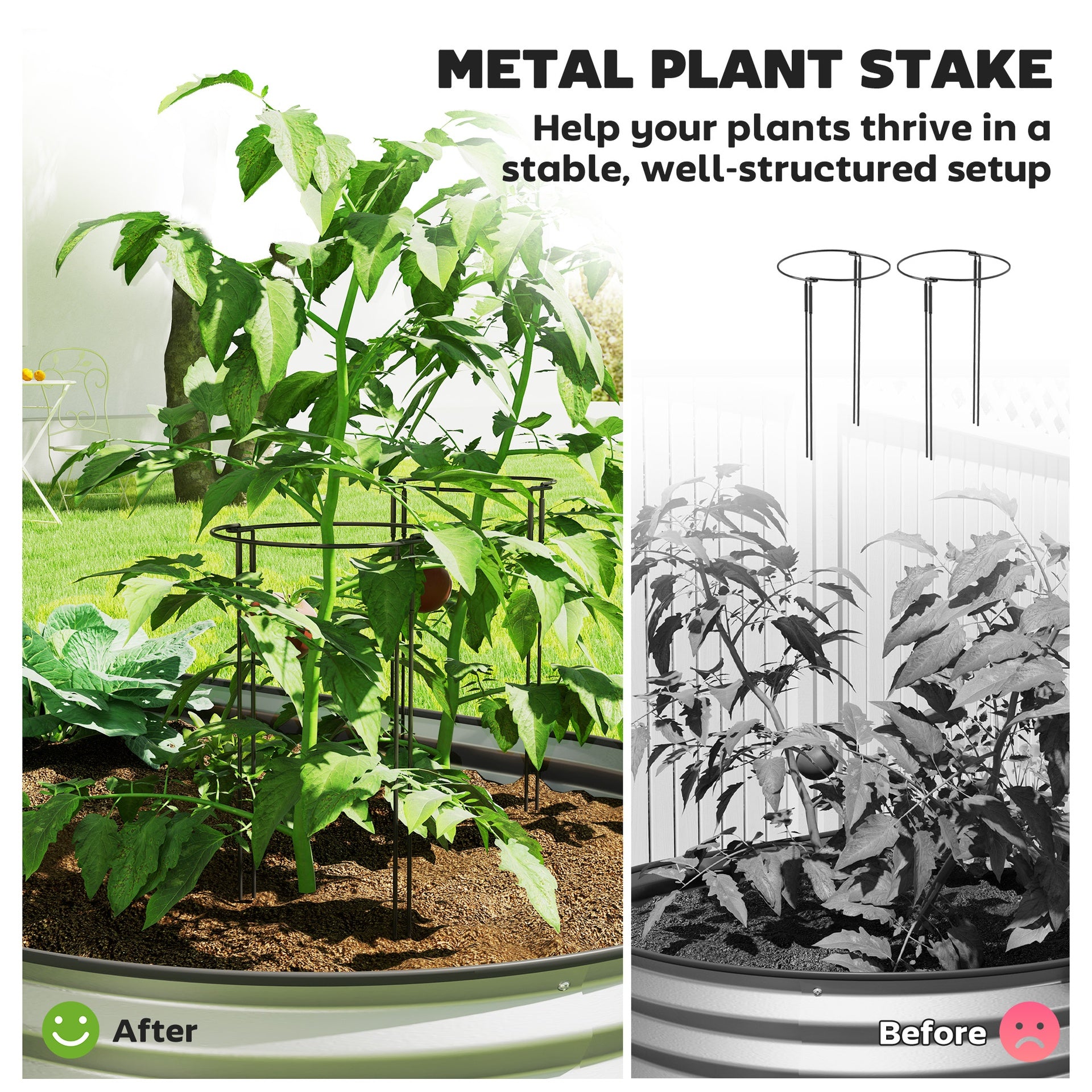 Raised Garden Bed Set,Raised Beds for Gardening with Metal Plant Stakes,for Garden and Patio