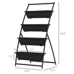 Outdoor Plant Stand Grow Container for Vegetable & Flowers,4-Tier Vertical Raised Garden Planter with 4 Boxes
