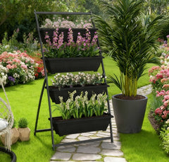 Outdoor Plant Stand Grow Container for Vegetable & Flowers,4-Tier Vertical Raised Garden Planter with 4 Boxes