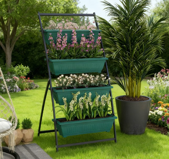 Plant Stand Grow Container,4-Tier Vertical Raised Garden Planter with 4 Boxes,for Vegetable & Flowers