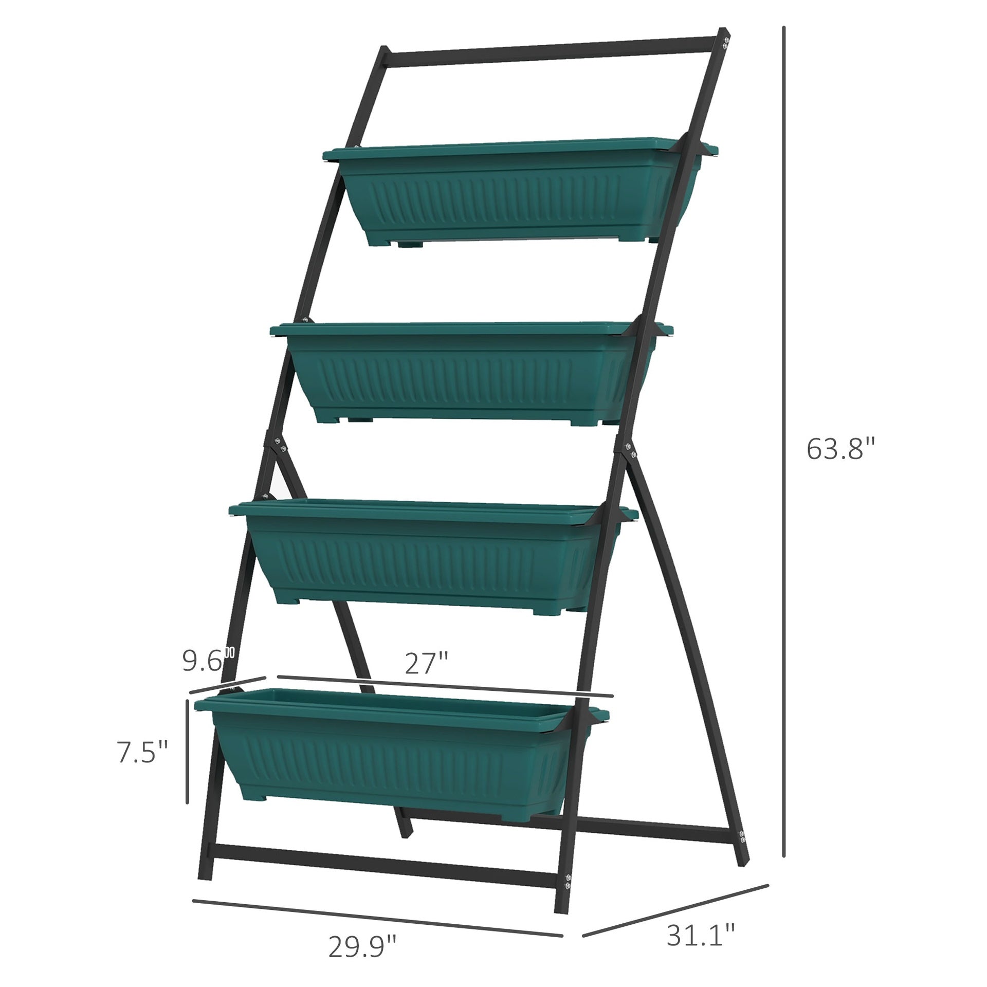 Plant Stand Grow Container,4-Tier Vertical Raised Garden Planter with 4 Boxes,for Vegetable & Flowers