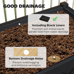 Elevated Wood Planter Box,Raised Garden Bed,with Storage Shelf,Drainage Holes,and Liner