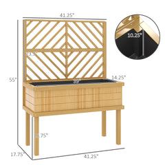 Self-Draining Raised Garden Bed,Elevated Wood Planter with Trellis for Climbing Plants,with Legs and Drainage Holes