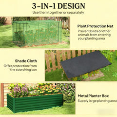 Crop Cage and Shade Cloth with Raised Garden Bed,Galvanized Steel Planter Box