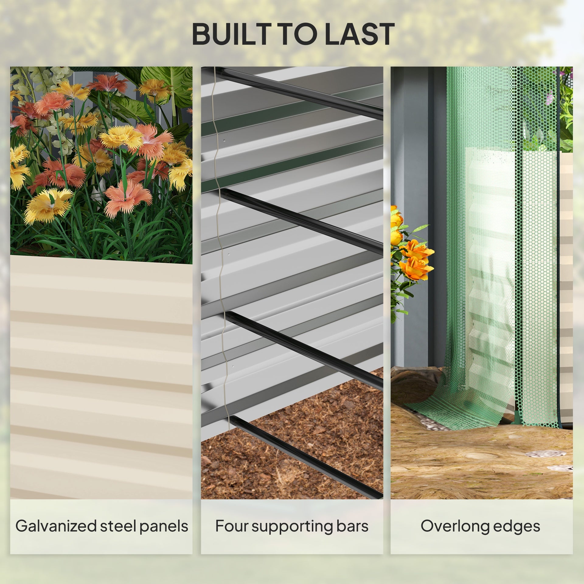 Galvanized Steel Planter Box,Crop Cage and Shade Cloth with Raised Garden Bed
