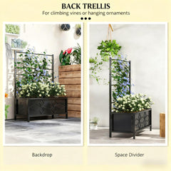 Garden Bed,Outdoor Planter Box Galvanized Raised Garden Bed,with Trellis for Climbing Vines