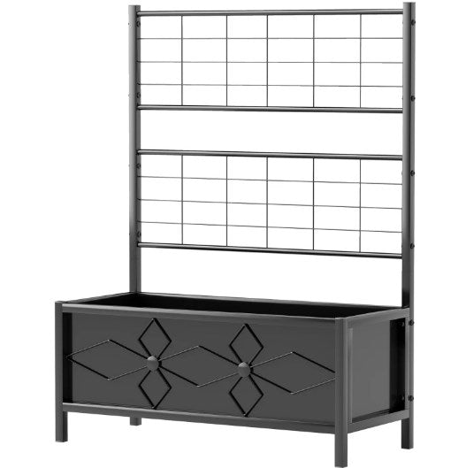 Garden Bed,Outdoor Planter Box Galvanized Raised Garden Bed,with Trellis for Climbing Vines