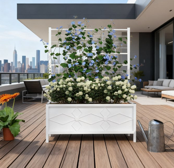 Garden Bed with Trellis,Outdoor Planter Box Galvanized Raised Garden Bed,for Climbing Vines