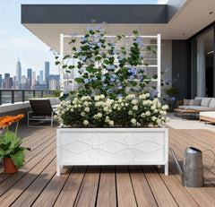 Garden Bed with Trellis,Outdoor Planter Box Galvanized Raised Garden Bed,for Climbing Vines