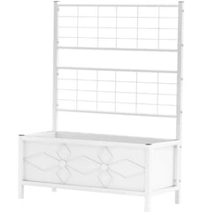 Garden Bed with Trellis,Outdoor Planter Box Galvanized Raised Garden Bed,for Climbing Vines
