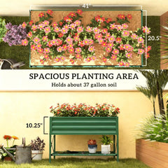 Spacious Gardening Bed,Metal Planter Box,Galvanized Raised Garden Bed,with Legs,Storage Shelf and Bed Liner