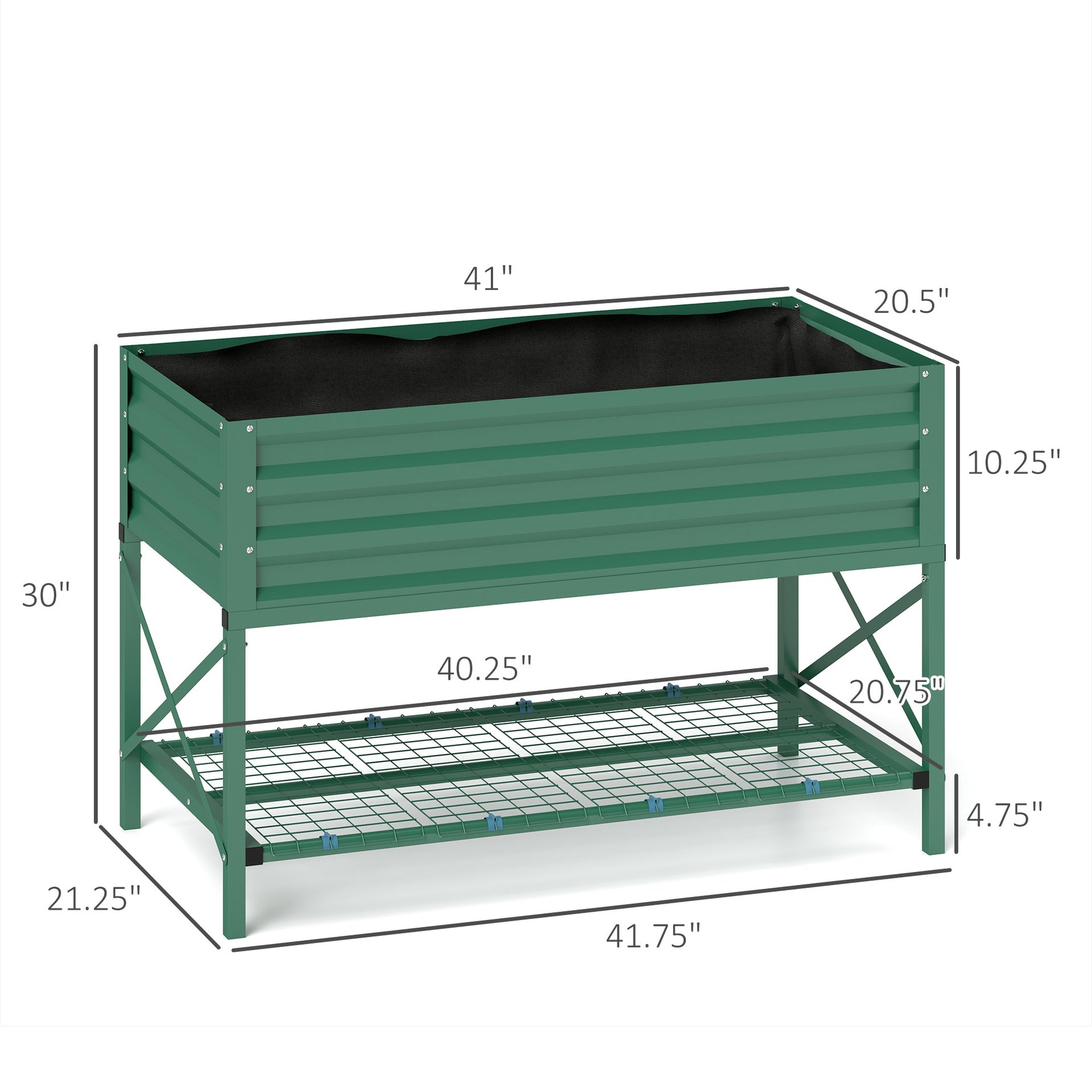 Spacious Gardening Bed,Metal Planter Box,Galvanized Raised Garden Bed,with Legs,Storage Shelf and Bed Liner