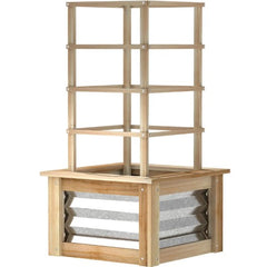 Galvanized Planter Box Elevated Garden Bed,Wooden Raised Garden Bed with Trellis,for Garden,Patio