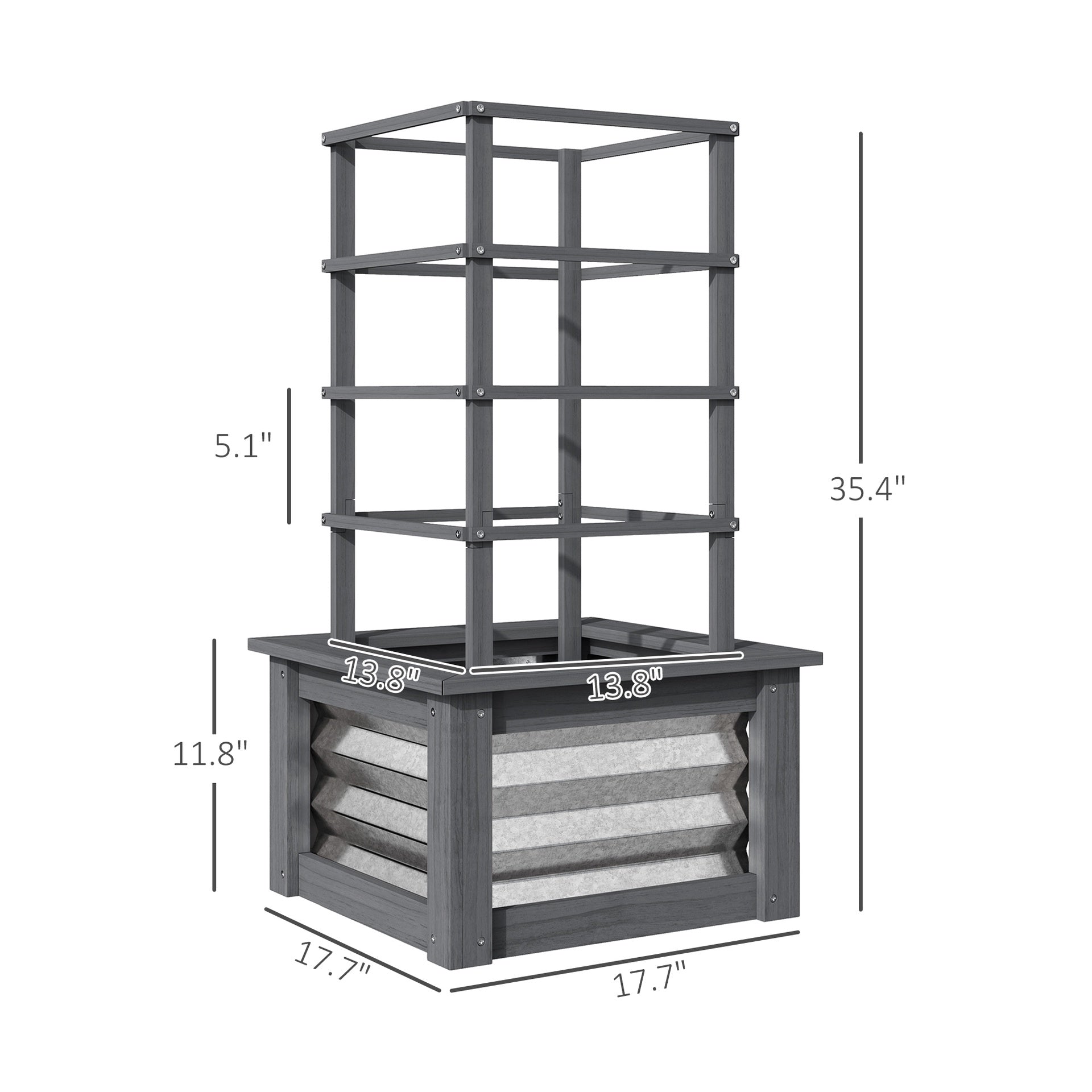 Versatile Raised Garden Bed,Galvanized Planter Box Elevated Garden Bed,Wooden Garden Bed with Trellis