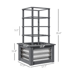 Versatile Raised Garden Bed,Galvanized Planter Box Elevated Garden Bed,Wooden Garden Bed with Trellis