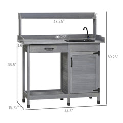 Outdoor Work Bench Table,Potting Bench Table with Sink,with Storage Cabinet,Hooks,Removable Sink,Faucet and Drawer
