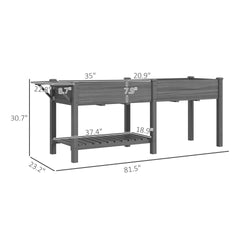 Spacious Elevated Garden Bed,Wood Raised Garden Box,with Side Table,Bottom Shelf,Bed Liners and Drainage Holes