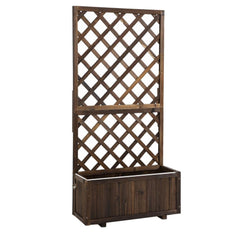 Garden Bed,Wooden Raised Garden Bed Planting Planter Box with Trellis and Drain Holes for Climbing Vine Plants