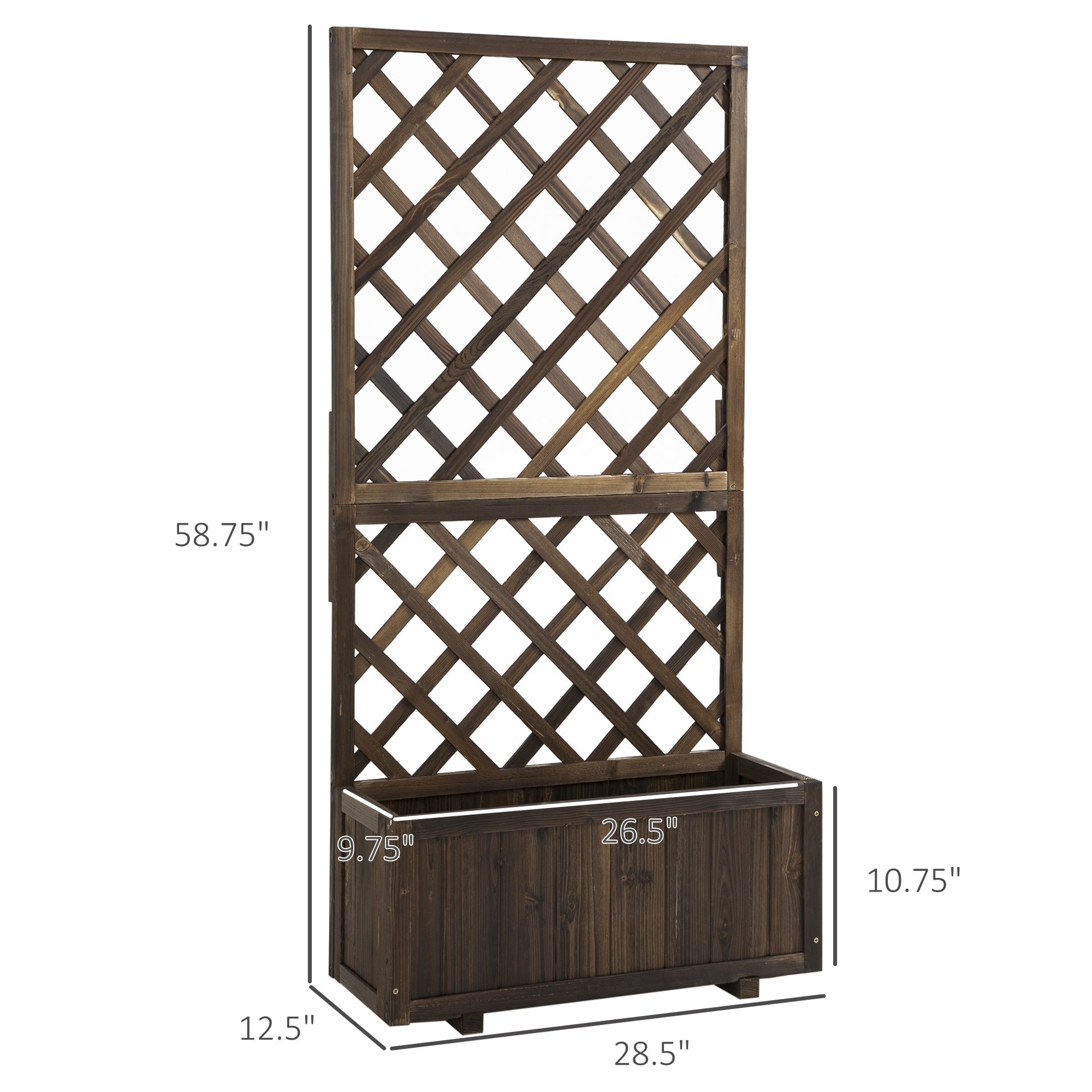 Garden Bed,Wooden Raised Garden Bed Planting Planter Box with Trellis and Drain Holes for Climbing Vine Plants