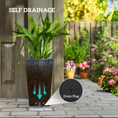 Taper Planters,Tall Planters for Outdoor Plants Set of 3,with Drainage Holes, Rattan Decor Plant Pots for Indoor Outdoor