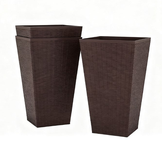 Outdoor Flower Plant Pots,Set of 3 Tall Planters with Drainage Hole,for Outdoor and Indoor Planters