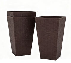 Outdoor Flower Plant Pots,Set of 3 Tall Planters with Drainage Hole,for Outdoor and Indoor Planters